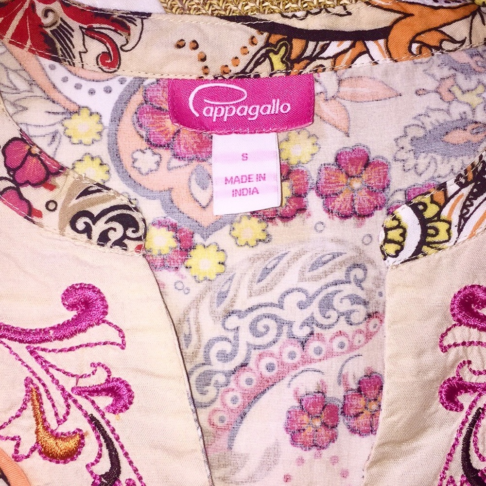 Pappagallo Paisley Floral Print Tunic Top - Picture 7 of 10